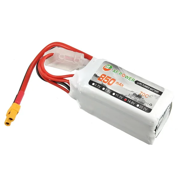 4 шт. XF Power 14,8 V 850mAh 4S 70C Lipo батарея XT30 Разъем для RC FPV гоночный Дрон Квадрокоптер