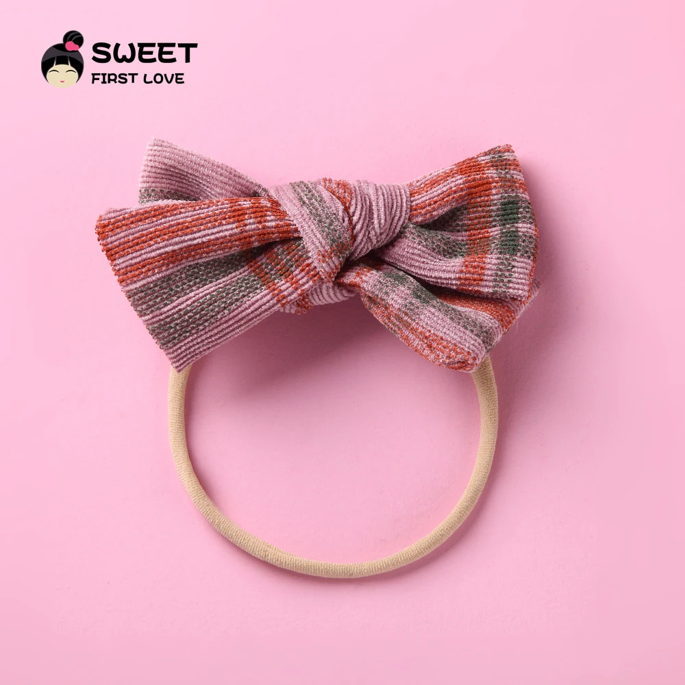 

Lovely Plaid Fabric Bow Baby Headband, Bowknot Elastic Cute Pattern Hair Band for Girl Children, Soft Headwear Hair Accessories