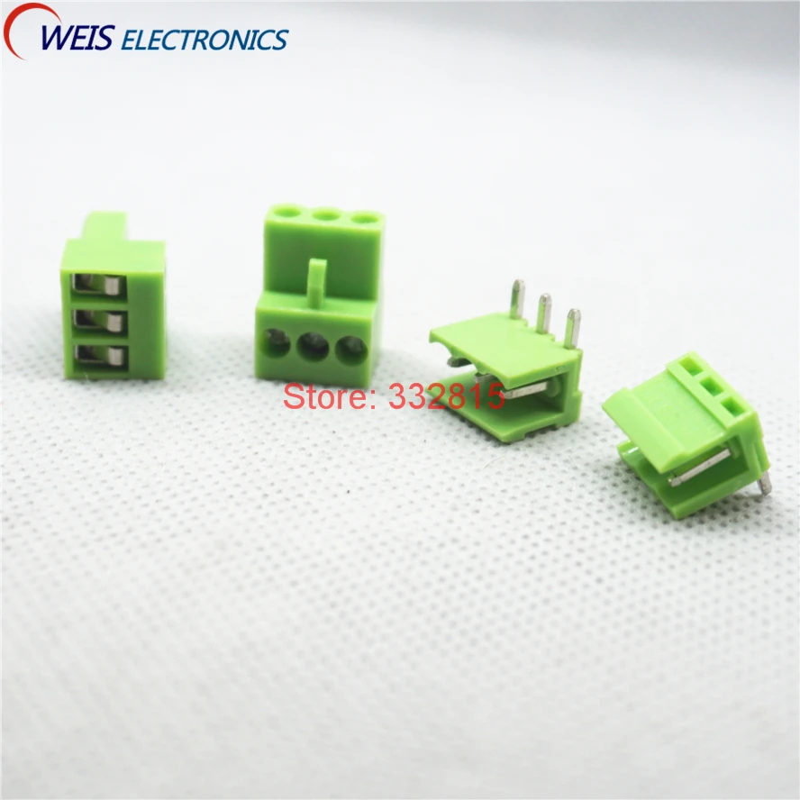 10Pcs HT3.96mm 2-8P Female Male Connector Socket Plug-in Screw Green Right-Angle