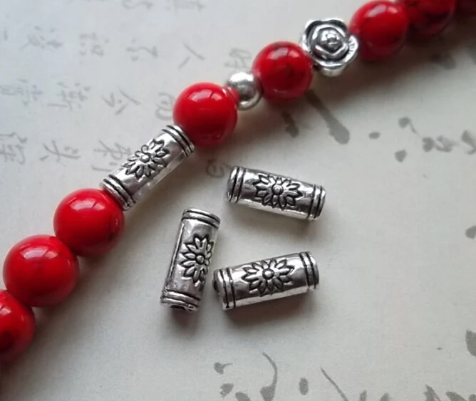 

20pcs/lot 10*4mm Ethnic Tibetan silver spacer beads alloy jewelry accessories DIY necklace bead bracelets tube