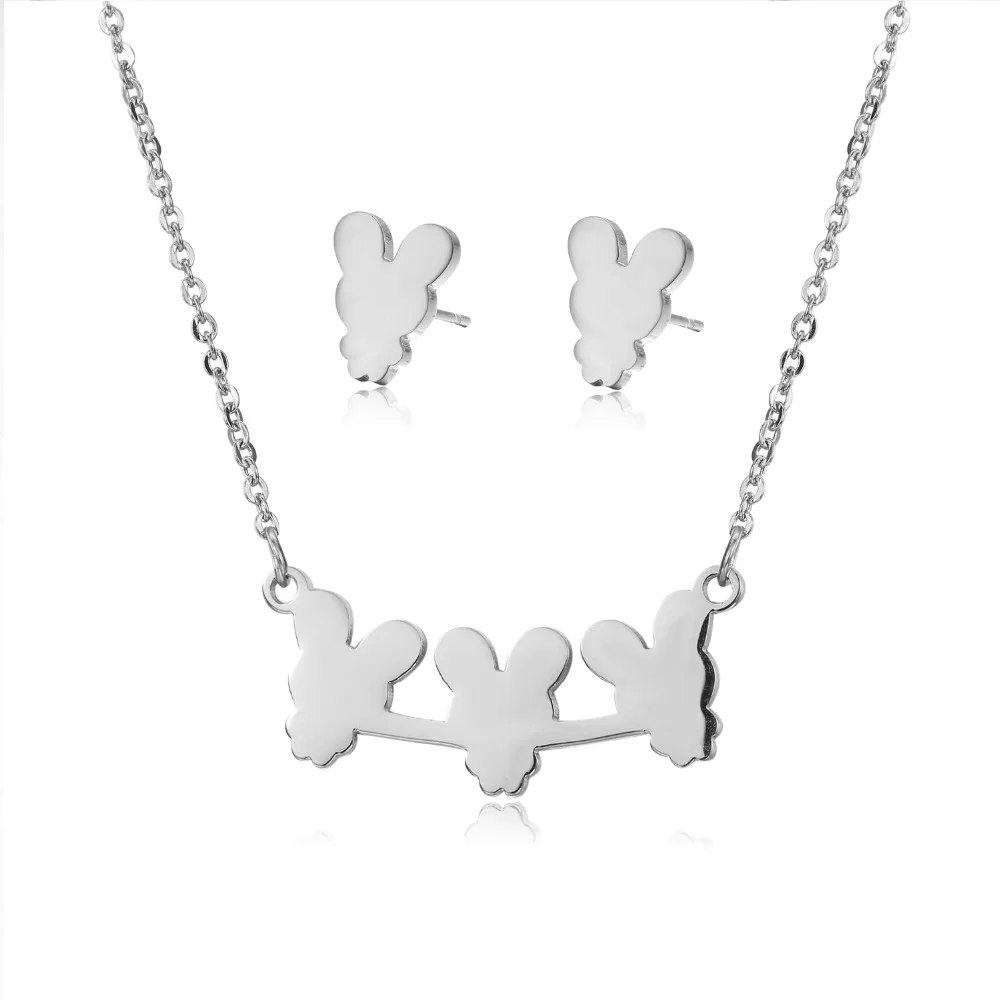 

Gold Rabbit Stud Earrings Necklace Jewelry Sets for Women Girls Stainless Steel Jewelry Gifts Wholesale