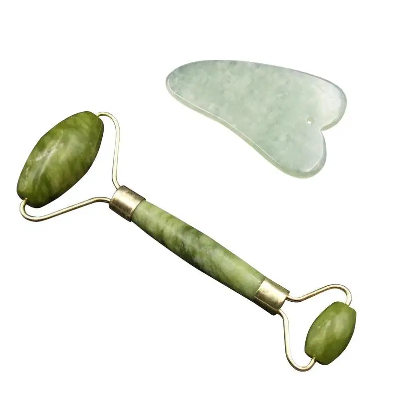 

Natural Guasha Facial Jade Roller Face Thin + Body Gua Sha Board Massager Tool Set Dropshipping