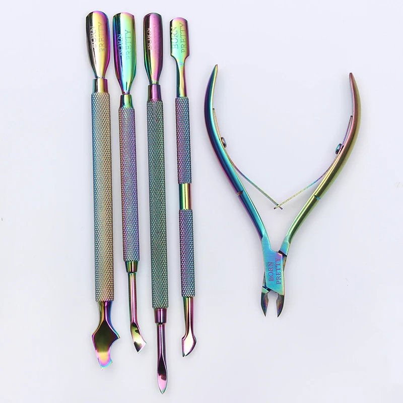 

BORN PRETTY Cuticle Nipper Rainbow Clipper Scissor Nail Sticker Rhinestone Picker Tweezer Dead Skin Remover Pusher Nail Art Tool