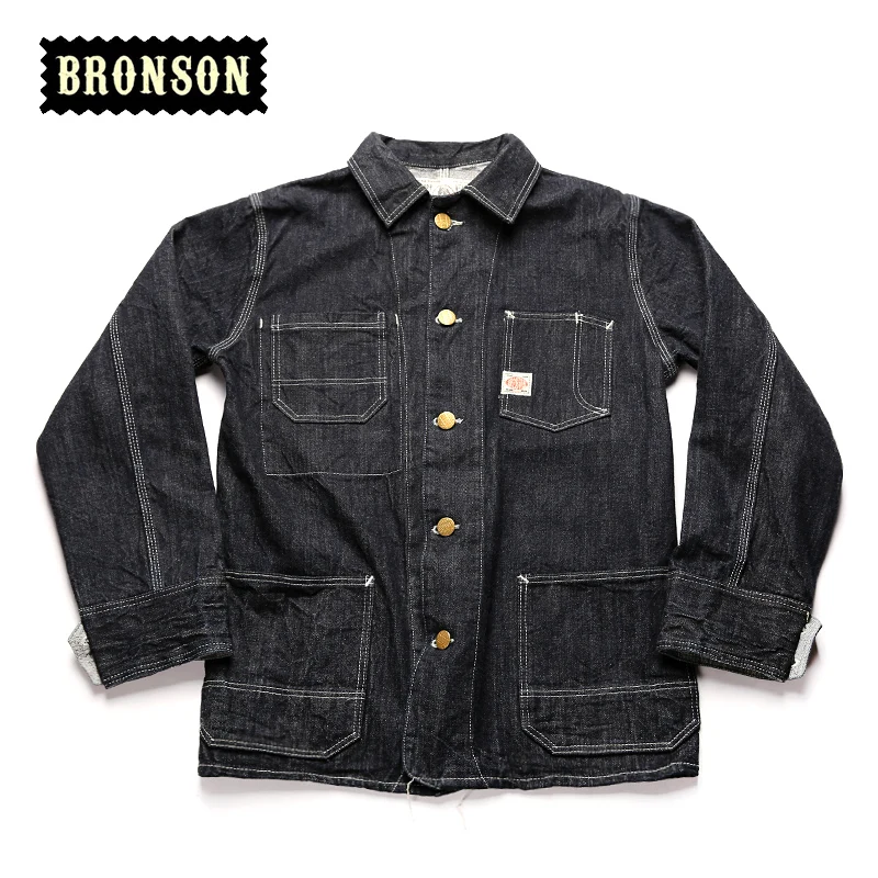 

bronson vintage railway jacket mans raw denim jacket