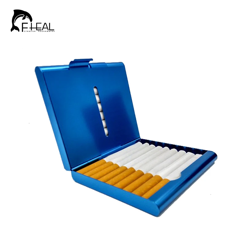 FHEAL الألومنيوم السجائر حالة جهين الوجه جيب مفتوحة-السجائر مربع تخزين ل 20 السجائر حامل التدخين تخزين مربع