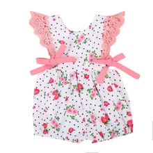 Новые милые Детские платья, платья для маленьких девочек с открытыми плечами, с круглым вырезом, с узором в горошек, наряд с цветочным принтом, одежда в загородном стиле