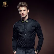 Fanzhuan/, модные повседневные мужские рубашки с длинными рукавами, мужские рубашки в полоску с золотым орнаментом, 612157