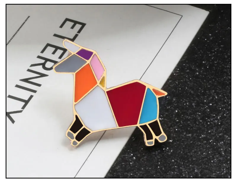 Мода Оригами журавль кролик Пингвин слон кошка Гусь КИТ Броши с лошадью красочные сплайсинга животных эмаль булавки значки ювелирные изделия
