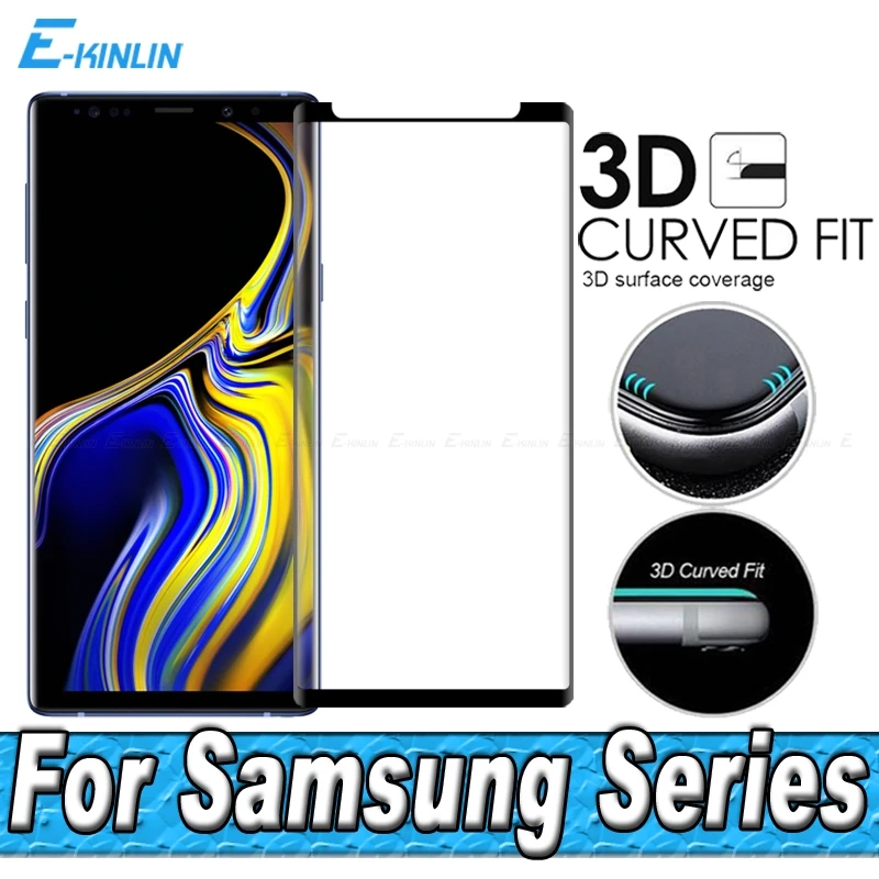

3D Curved Edge Full Glue Tempered Glass Screen Protector For Samsung Galaxy Note 8 9 S8 S9 Plus Case Friendly Protective Film