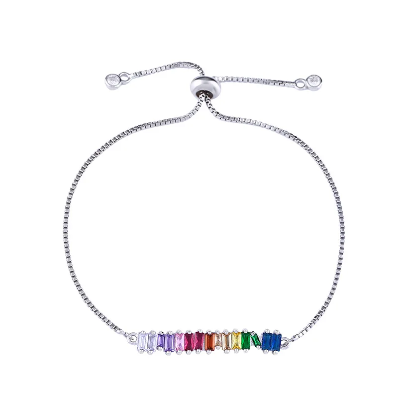 SEDmart 1 шт. цветной Радужный CZ кубический цирконий браслет для женщин трендовые очаровательные браслеты размер регулируемый Прямая поставка