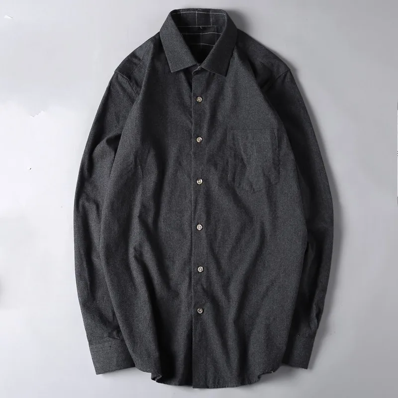 

black blue Spring plus size 6xl 7xl men 100% cotton shirts military men long-sleeve Single solid wool shirt turn-down collar