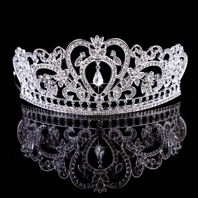 TREAZY Huge Crystal Tiara Baroque Crown Bridal Hair Accessories For