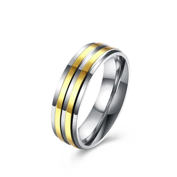 

Gold Stripe Statement Stainless Steel Wedding Rings for Men Vintage Ring for Boy Fashion Gift for Boyfriend Men Accessories