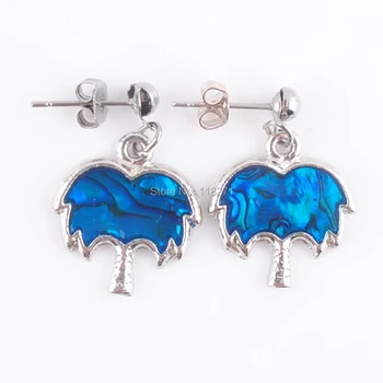 

WOJIAER New Zealand Abalone Shell Beads Tree Dangle Earrings Ear stud 5Pair Women Jewelry PR599