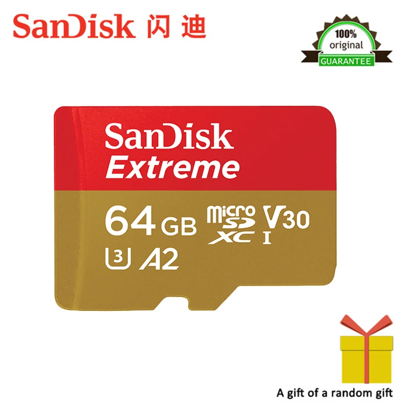 Карта памяти SanDisk Extreme Speed microSDXC UHS I 64 ГБ TF 160 МБ/с./с A2 Гб 128 256 класс 10 U3 с sd адаптером