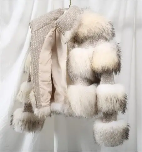 Новая модная зимняя куртка из натурального меха енота, шерстяное пальто, куртка-бомбер, Женская парка, пальто из натурального меха, Корейская уличная одежда