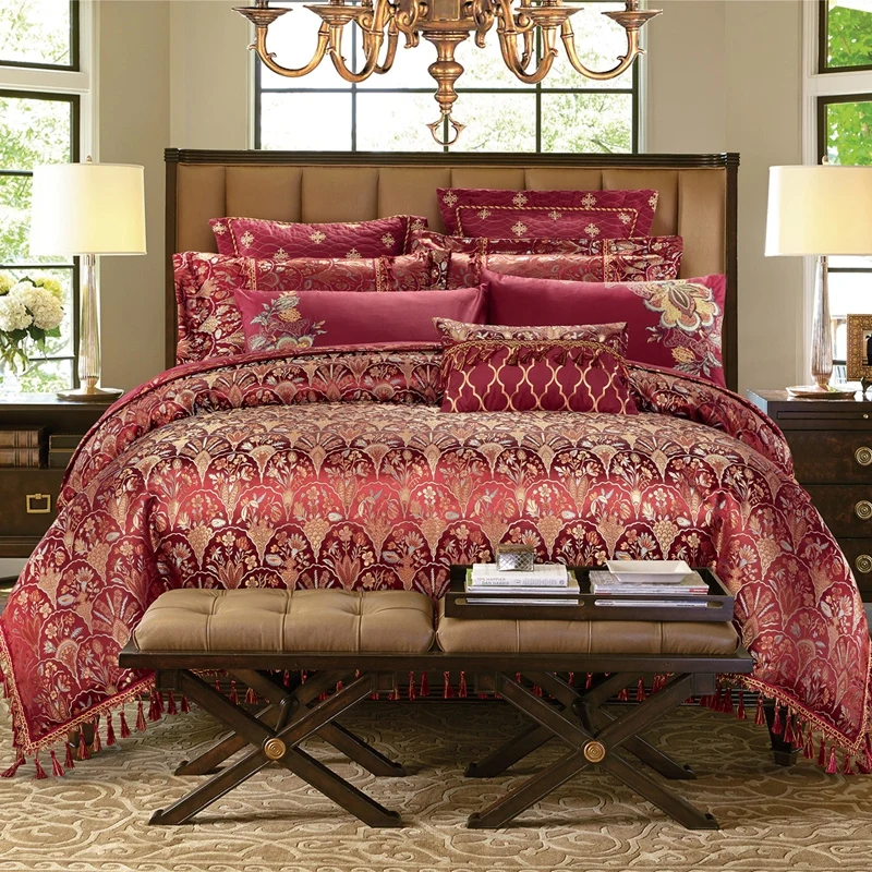 Jacquard Stain Cotton Luxury Bedding Set King Queen Size Double