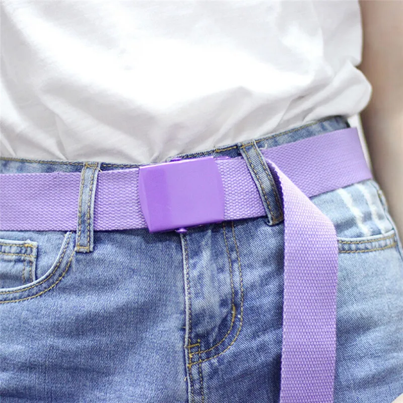 Men Women Automatic Fashion Nylon Belt Buckle Fans Canvas Belt young candy color belts for women men 40FE0110