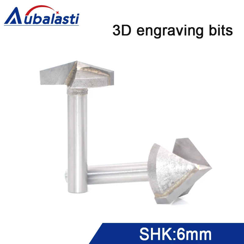 

Aubalasti Milling Cutters Shank 6mm Double-Edged 3D Knife V type knife 3D CNC Carving Machine Router Bits for Wood Woodworking