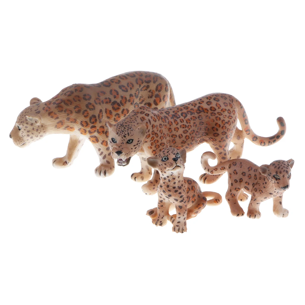 

4pcs Realistic Jaguar Model Figure Toy Set, Kids Early Nature Science Learning Toy Collectibles