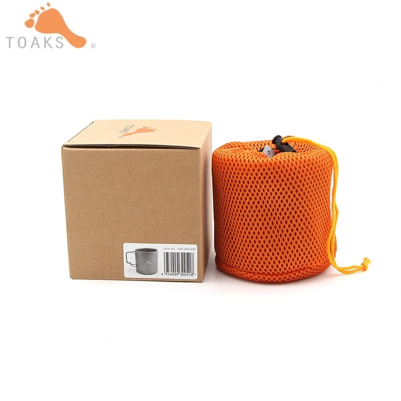 TOAKS de titanio taza doble pared portátil al aire libre viajes de Camping de titanio 450 ml copa de plegado de titanio tazas de café CUP-450-DW