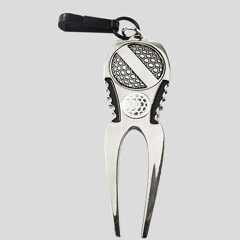 1Pcs Steel Divot Repair Switchblade Tool Pitch Groove Cleaner Pitchfork Gift for Golfer Training with golf ball marker