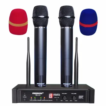 

FREEBOSS FB-U10 2 Way Black Silver Golden Metal Handheld Wireless Microphone Party Karaoke Microphone System