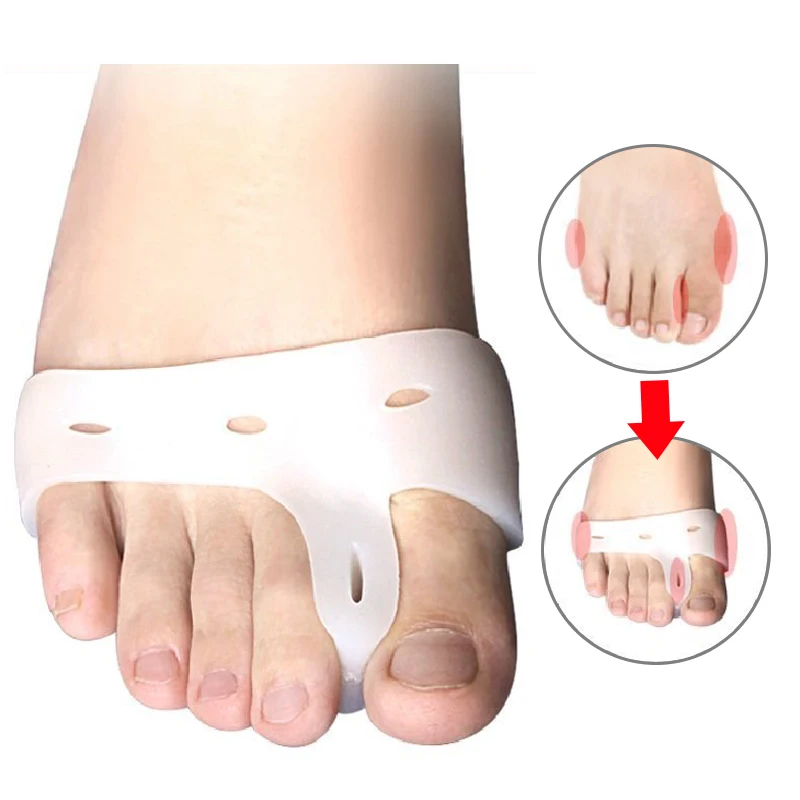 1 пара силиконовые стопы средства ухода за мотоциклом бурьон носком сепараторы Hallux вальгусный сепаратор для пальцев ног Bicyclic силиконовый о...