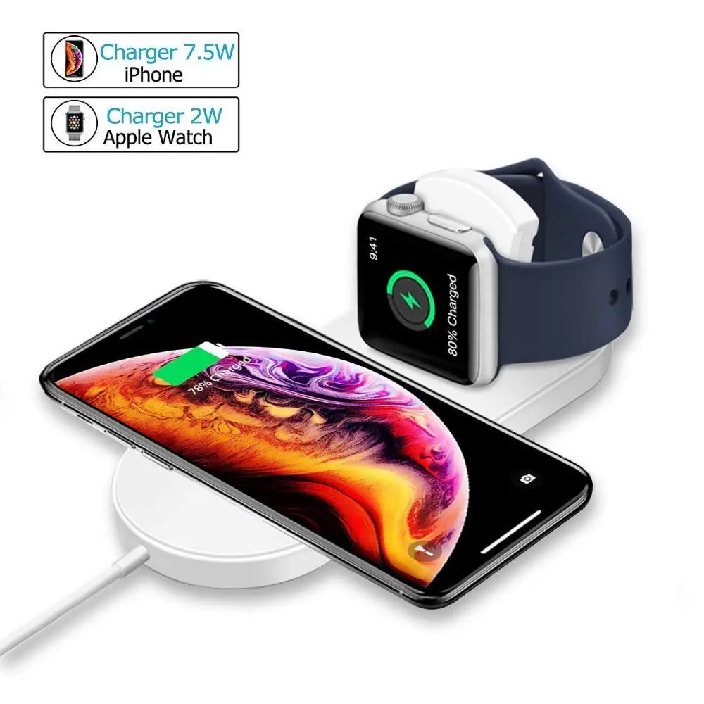 

Meskey QI 2 in 1 Wireless Charger 10W fast Charging For iPhone X Xs MAX XR 8 plus Samsung Galaxy Apple Watch Series 2/3/4
