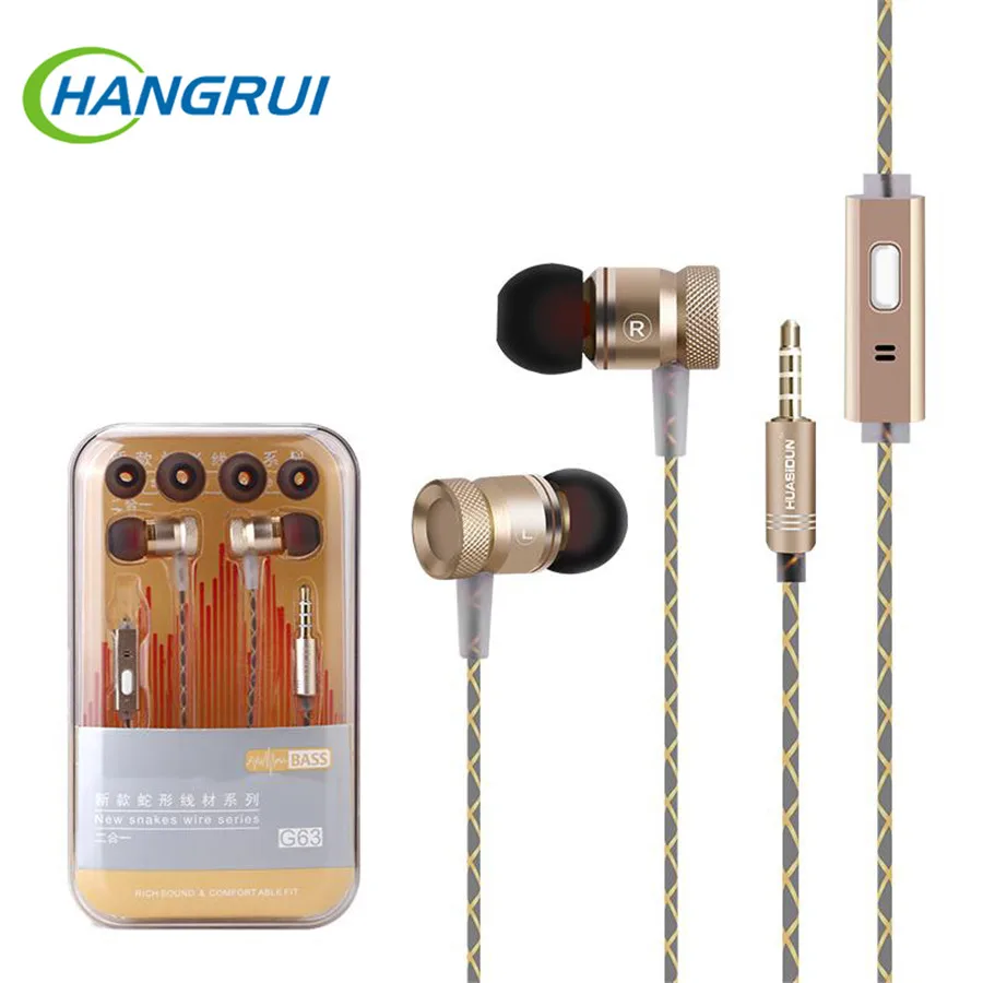 Металлические наушники HANGRUI G63 3 5 мм бас сабвуфер стерео вкладыши для iphone 6 Xiaomi