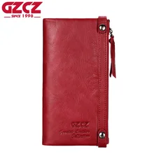 GZCZ Длинный кошелек из натуральной кожи для женщин, роскошный бренд, женский кошелек, для денег, удобный кошелек, Portomonee, Дамский клатч с карманом