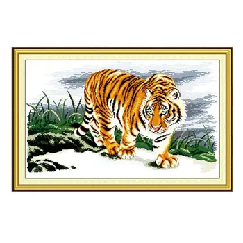 

Tiger DIY Handmade Needlework Counted 14CT Printed Cross Stitch Embroidery Kit Set Home Decoration