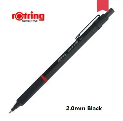 Rotring Rapid Pro 2,0 мм 0,7 мм 0,5 мм механический карандаш полностью металлический серебристый/черный автоматический карандаш для рисования - Цвет: 2.0mm Black