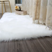 Living room bedroom carpet Sofa Antiskid soft Pure White silk wool carpet faux wool luxury tapis