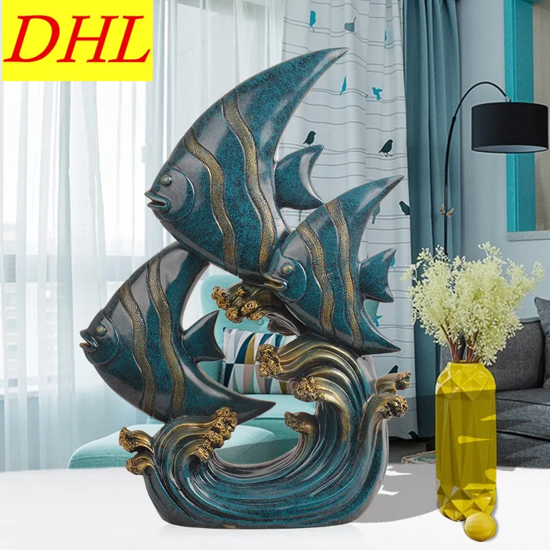 

Little Fish A Family Of Three Colophony Crafts Home Decoration Animals Continental Style Collectible Model Toy L1626
