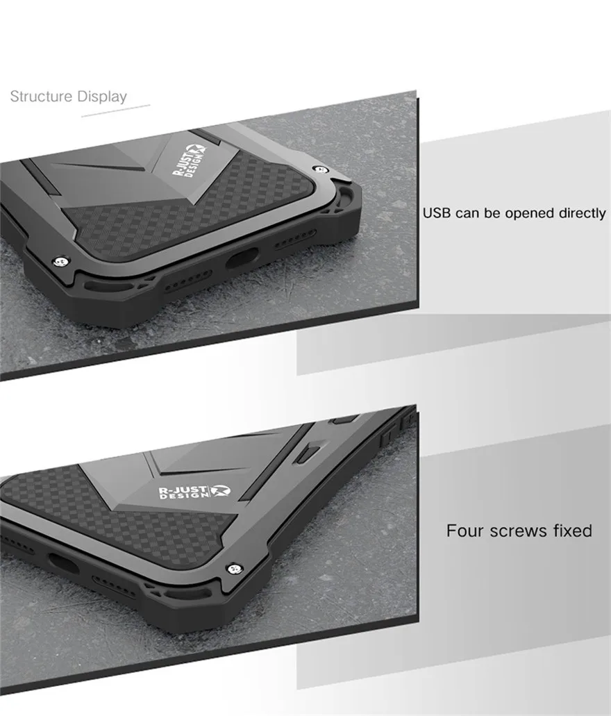 New Heavy Duty Case for iPhone XS Max Doom Armor Metal Case for iPhone XS Original R-just Shockproof Cover For iPhone X XR (8)