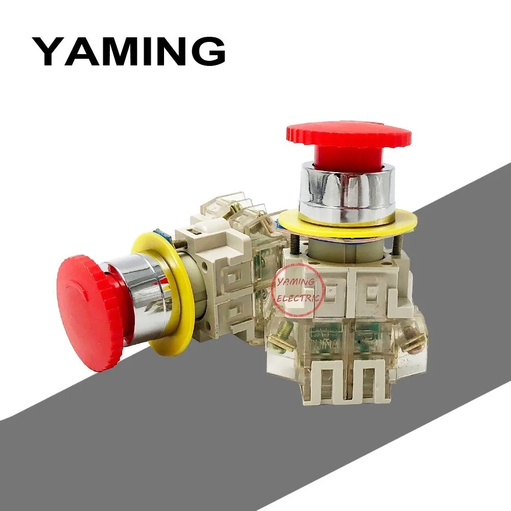 

5PCS/lot 22mm Latching Emergency Stop Mushroom head push button switch 10A 380V turn to release NO NC LAY3