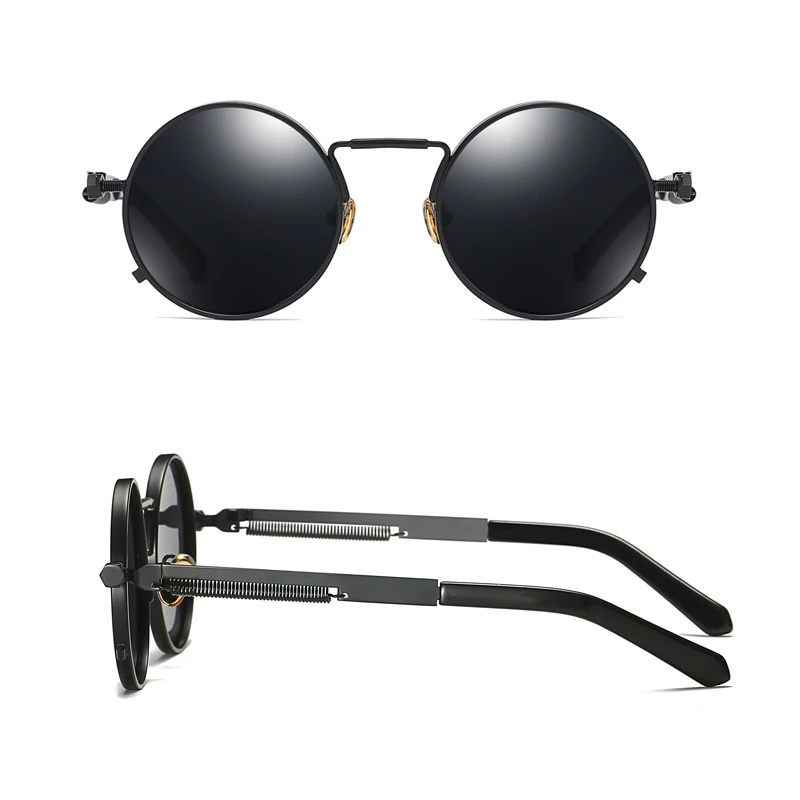 HBK 2019 Round Metal Sunglasses Steampunk Men Women Fashion Glasses Brand Designer Retro Vintage Sunglasses UV400-6