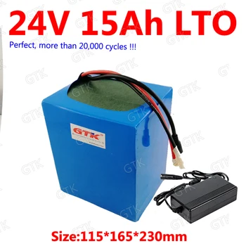 

GTK custom Lithium titanate 24v 15Ah LTO battery pack with BMS 10S for 500w scooter lamp wheelchair monitor speaker +3A Charger