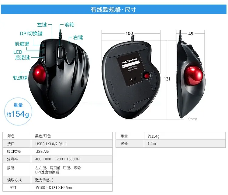 SANWA поставка эргономичная Проводная/Беспроводная/bluetooth трекбол мышь креативная для мужчин и женщин для офиса и дома регулируемая скорость мыши