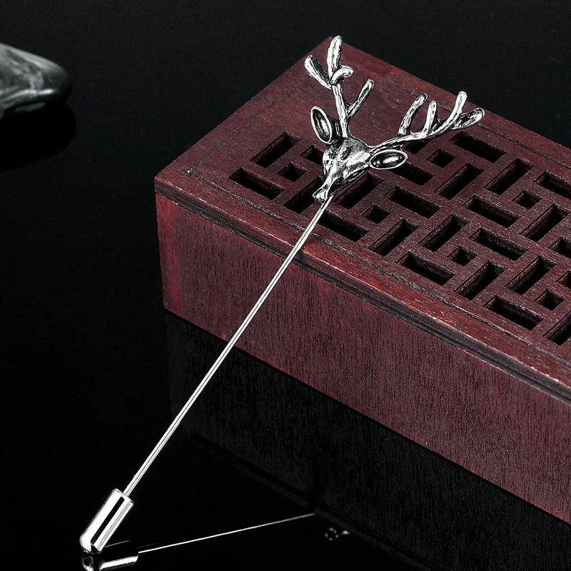 Fashion Men Pins Brooch Jewelry Antique Silver Plated Deer head Animal