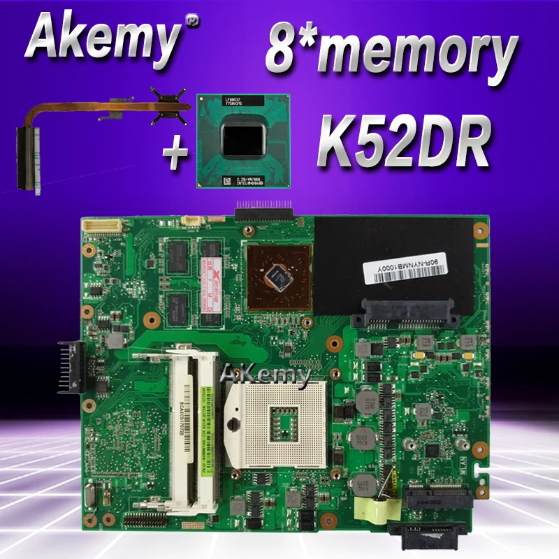 Akemy مع HD5470 8 * ذاكرة 1 GB كمبيوتر محمول اللوحة الأم ل ASUS K52DY A52D K52DE K52D X52D K52DR اللوحة إرسال i5 CPU + غرفة التبريد!