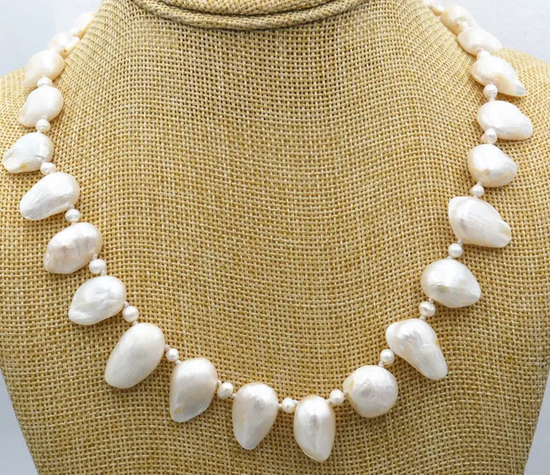 

Free shipping@@@@@ new akoya cultured baroque pearl necklace 18