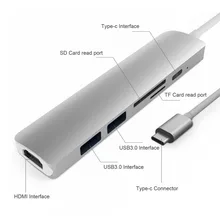 3 USB 3,1 концентратор type C конвертер USB концентратор с SD/Micro SD кардридер USB-C зарядное устройство PD конвертеры для MacBook Pro Thunderbolt