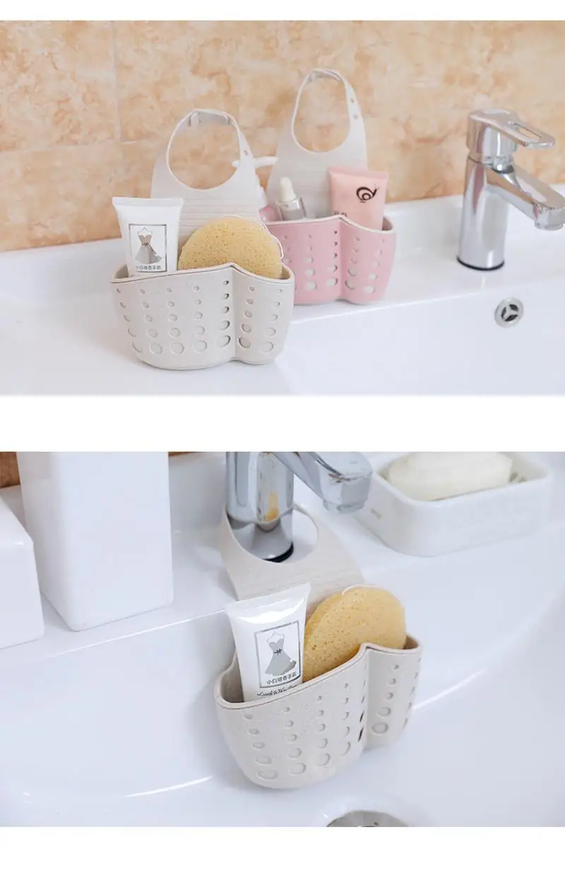 Double Layer Adjustable Snap-on Sink Shelf Soap Sponge Drain Rack Bathroom Holder Kitchen  Storage Rack