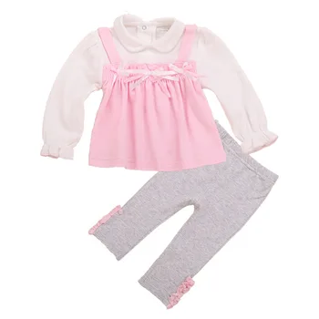 

Wholesale 4pcs/lot Girls Clothing Sets 2018 New Princess Girls Clothes Children Clothing Turn-down Collar Shirt+Pants Suit 0-2T