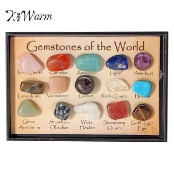 

KiWarm On Sale 1 Pack Rock Collection Mix Gems Crystals Natural Mineral Ore Specimens Gemstone with Box Home DIY Decor Ornaments