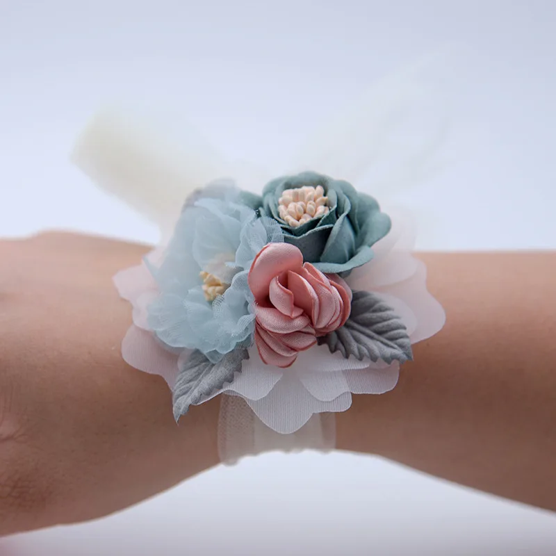 Girls Flower Corsage Hand Corsage Flowers Corsage Bracelet Bridesmaid Bracelet Wedding Flower Bracelet  Hand Pink Pearl Corsage