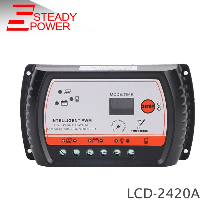 

LCD2420A PWM 10A 15A 20A Solar Charge Controller 12V/24V Solar Panel Charge Regulator