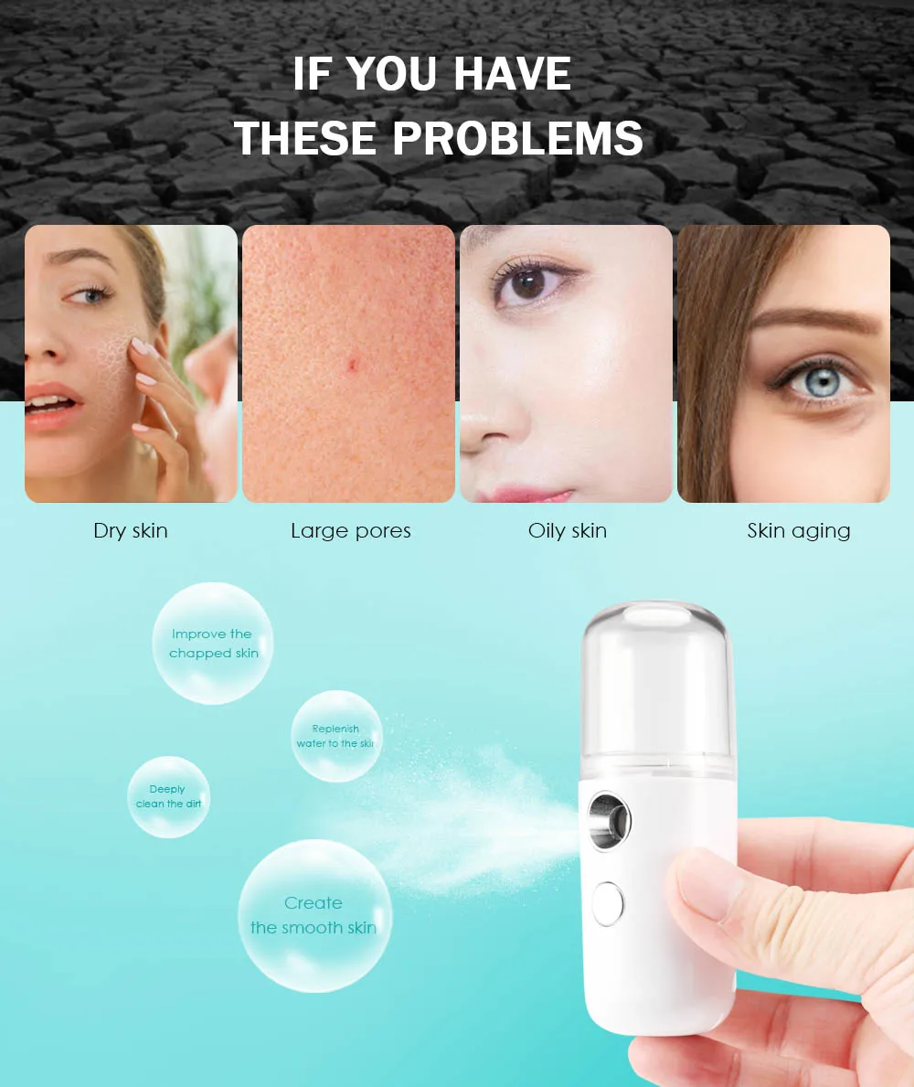 Mini Portable Facial Mist Rechargeable Sprayer Machine Nebulizer Steamer Moisturizing Face Skin Care Beauty Instruments Z35